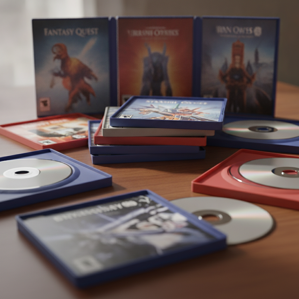 Video Games but no people just the game dvds